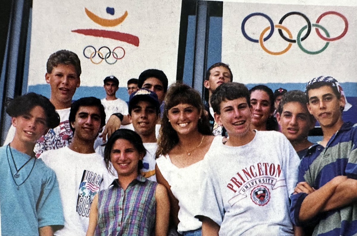 A Tennis: Europe team in front of the Olympic rings at the Barcelona Games, 1992